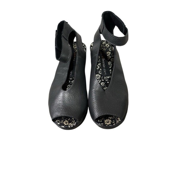 Bernie Mev Shoes Mely  Black Full Grain Leather Wedge Ankle Strap 37 - Picture 2 of 7